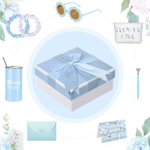 Sieral 9 Pcs Flower Girl Proposal Gifts Set Personalized Flower Girl Tumbler with Straw Bride Gift Box Canvas Bag Sunglass...