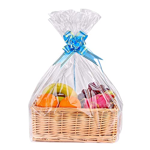 Awpeye 20 Pack Clear Basket Bags 24"x30", Large Cellophane Gift Bags, Fit up to 13.5" Round or 10" Square Baskets, 2 Mil T...