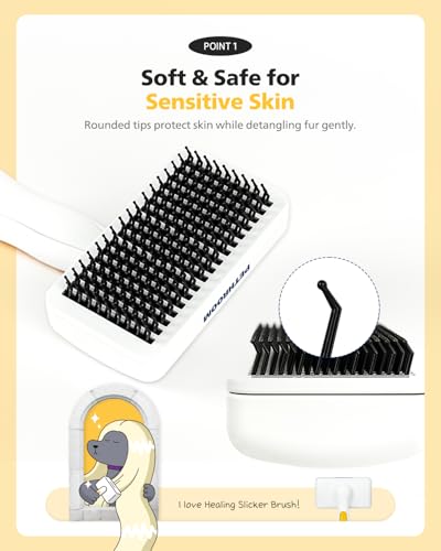 PETHROOM Self-Cleaning Slicker Brush for Dogs & Cats – Gentle Grooming & Deshedding Tool, Removes Mats & Tangles, Skin-Fri...