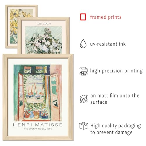 ANERZA 16 PCS Framed Sage Green Wall Art Decor, Matisse Wall Prints for Bedroom, Gallery Wall Frame Set, Abstract Posters ...