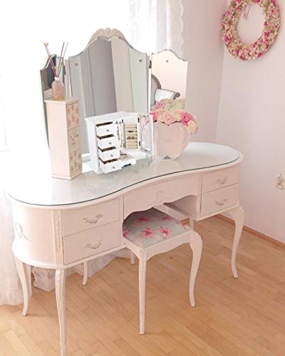 RR ROUND RICH DESIGN Jewelry Box - Made of Solid Wood with 4 Drawers Organizer and Built-in Necklace Carousel and Large Mi...