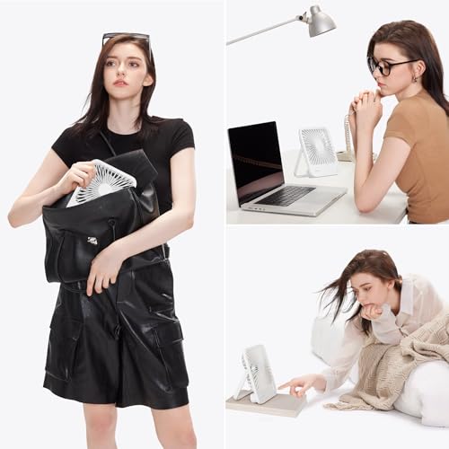 JISULIFE Desk Fan Battery Rechargeable, 4500mAh 180°Foldable Portable Personal Fan, 4 Speeds Adjustable Long Battery-life ...