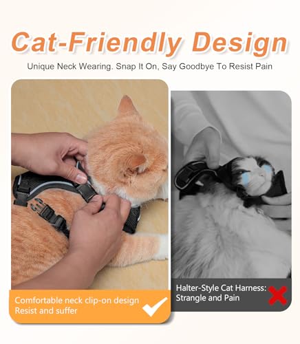 Halypet Cat Harness and Leash Set [ MAX Safety Third Generation ] Escape Proof Soft Adjustable Cat Leash Breathable Comfor...