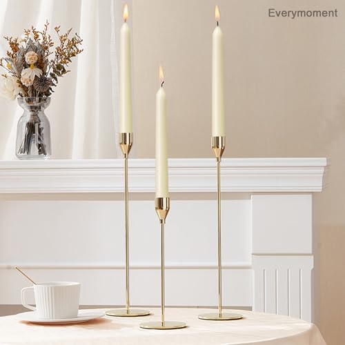 Everymoment Ivory Taper Candles - 4 Pack 10 Inch Candlesticks - Dripless & Smokeless Tapered Candle 8 Hours Unscented Crea...