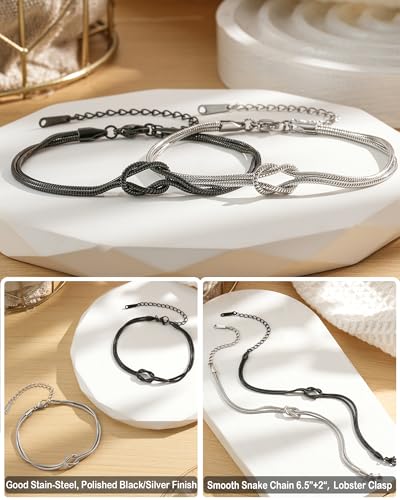 Tarsus Matching Couples Bracelets Love Knot Relationship Jewelry Christmas Birthday Anniversary Valentines Couples Gifts f...