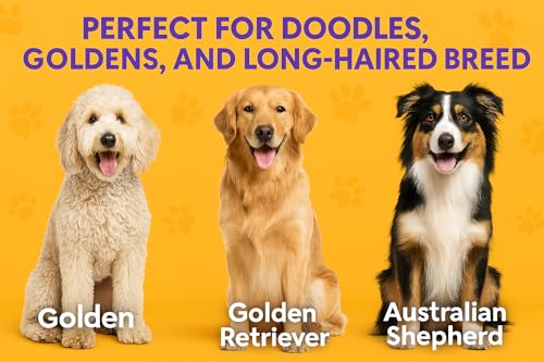 Round Bristle Pet Brush for Dogs and Cats - Soft Dog Brush for Grooming Short or Long Hair - Gentle Tool for Sensitive Ski...
