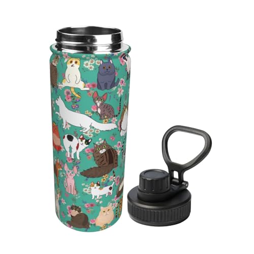 Cat Gifts Cat Water Bottle 18 Oz Stainless Steel Stainless Steel Vacuum Insulated Bottle Leak Proof Cup For Hot Or Cold Dr...