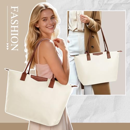 DIXEIGHT Tote Bag for Women, Casual Hobo Bag Vegan Leather Top-Handle Purse Foldable Shoulder Nylon Zipper Handbag