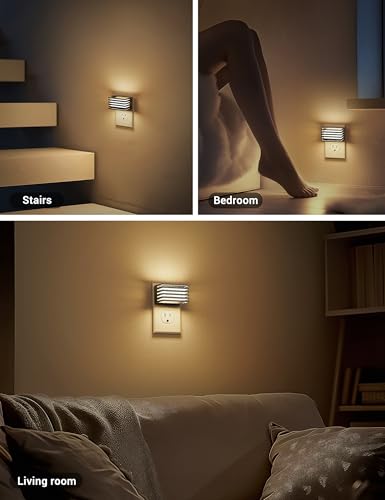 JandCase LED Night Light, [2 Pack] Night Lights Plug into Wall with Dusk to Dawn Sensor, Dimmable Plug in Night Light, Adj...