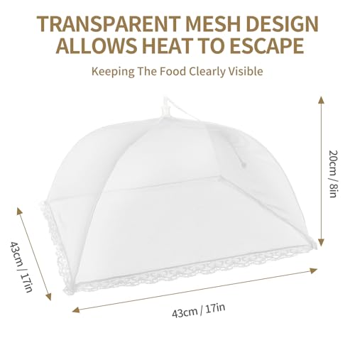 NEPAK 6 Large and Tall Food Covers, 17"x17" Food Tents Food Covers for Outdoors,Pop-up Mesh Food Covers Nets for Outside,S...