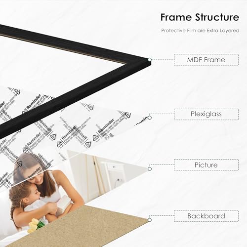 PEALSN 8x10 Picture Frame Set of 6, Black Picture Frames with HD Plexiglass,Wall Gallery Photo Frames for Wall Mounting or...