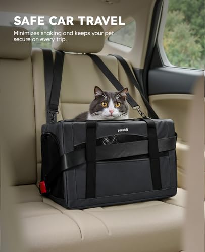 Pecute Cat Carrier Stable, Pet Carrier with Hidden Anxiety Relief Partition & Stable Steel Frame, Safe Cat Carrier for Car...
