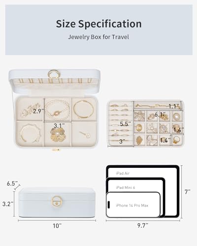 Vlando Jewelry Box Organizer for Women Girl,Lockable Jewelry Case Boxes with 2 Layers,Earrings Necklace,Rings Storage,Gift...