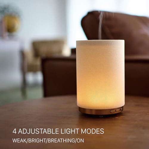 Fabric Essential Oil Diffuser, 110ml Aroma Diffuser with Night Light, 2 Mist Modes, 3 Light Settings, 4 Timer Modes, Auto ...