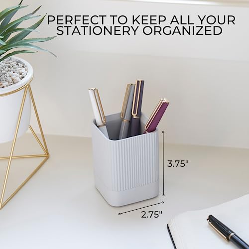 KIBAGA Aesthetic Pen Holder for Desk - Modern Concrete Pencil Holder - Cute and Functional Desk Organizer for Office Suppl...