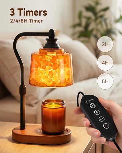 CaHomet 3-in-1 Candle Warmer Lamp with Timer Dimmable, Himalayan Salt Lamp & Passive Diffuser, Gifts for Women, House Warm...