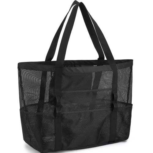 GYEUKHAM Mesh Beach Bag - Large Beach Tote Bag with Multiple Pockets for Family Beach Bag for Toys & Vacation Essentials