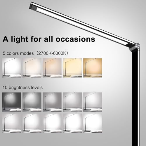 AFROG 8-in-1 LED Desk Lamp with 10W Fast Wireless Charger,USB Charging Port,Desk Lamps for Home Office,5 Color Mode 7 Brig...