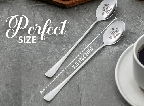 INNObeta Engraved Ice Cream Spoons, Gifts for Couple, 2 Pcs Stainless Steel Coffee Spoon, To a Lifetime of Ice Cream Together