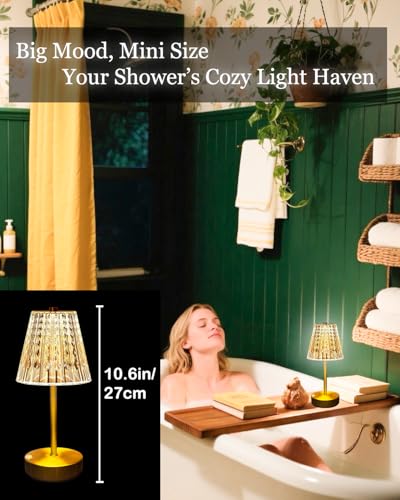 Set of 2 Rechargeable Table Lamps-Small Size Battery Powered Lamps-Cordless Desk Lamp for Restaurant Dinner Bathroom Kitch...