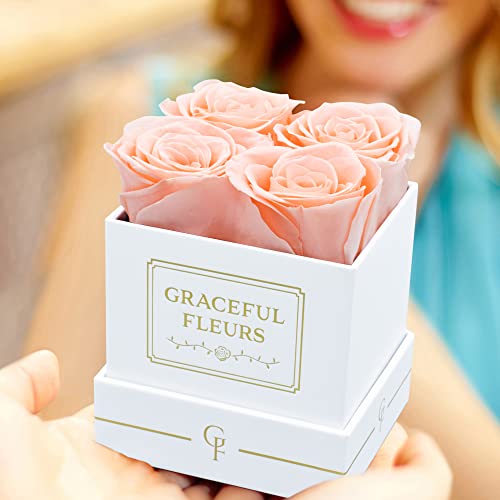 Graceful Fleurs Real Long Lasting Roses in a Box for Years, Preserved Fresh Forever Flowers for Delivery Birthday, Mothers...