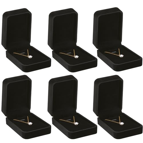 LETURE 6 Pieces Velvet Jewelry Gift Boxes for Necklace Pendant Bracelet Ring Earring, Jewelry Storage Display Case for Chr...