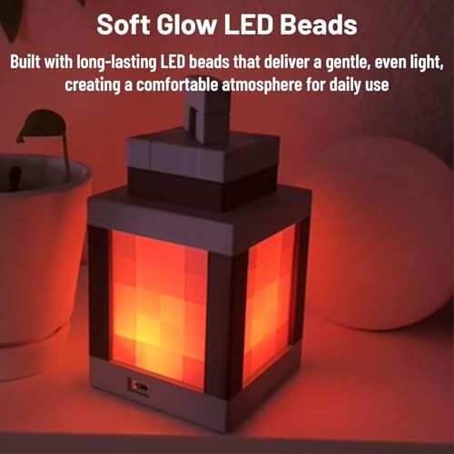 ZQSLKI Pixel Lantern Night Light - 16 Color Changing LED Mood Light with Remote Control, Desk & Wall Mountable, Dimmable T...