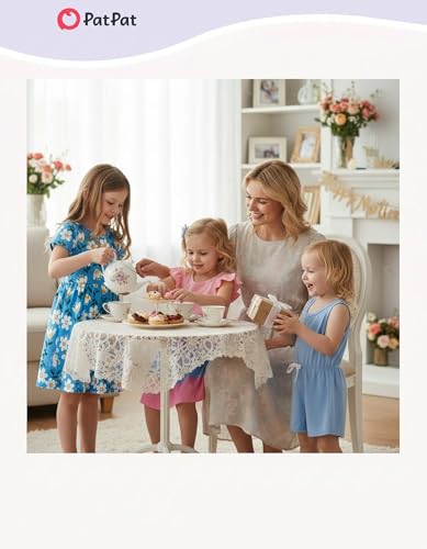 PATPAT Toddler Girl Floral Skater Multipack Dresses 3-Pack Polka Dots Short Sleeve Priness A-line Dress