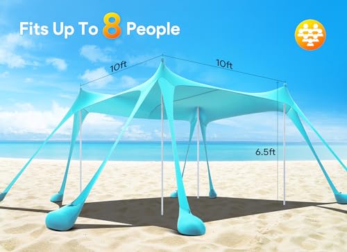 Osoeri Beach Tent, Camping Sun Shelter UPF50+ with 8 Sandbags, Sand Shovels, Ground Pegs & Stability Poles, Outdoor Shade ...