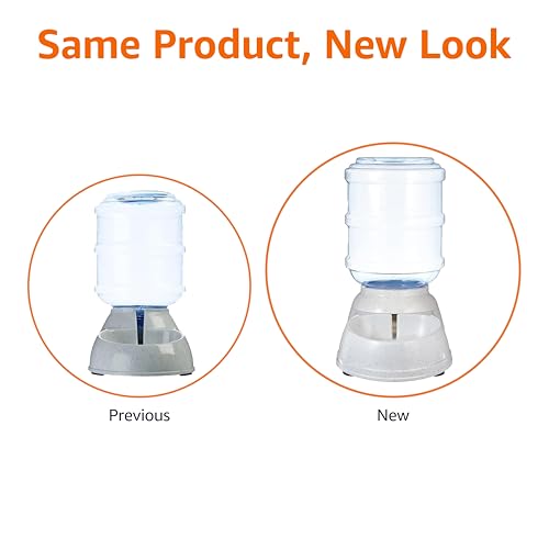 Amazon Basics Gravity Pet Water Dispenser for Cat and Dog, Easy to Clean, 1 Gallon Capacity, Small, Gray
