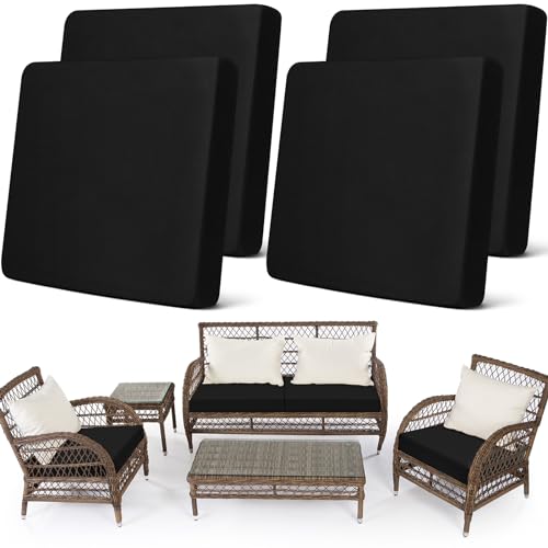 Newwiee Set of 4 Stretch Patio Cushion Covers Sofa Couch Seat Chair Slipcovers Cushion Cover Replacement Furniture Protect...