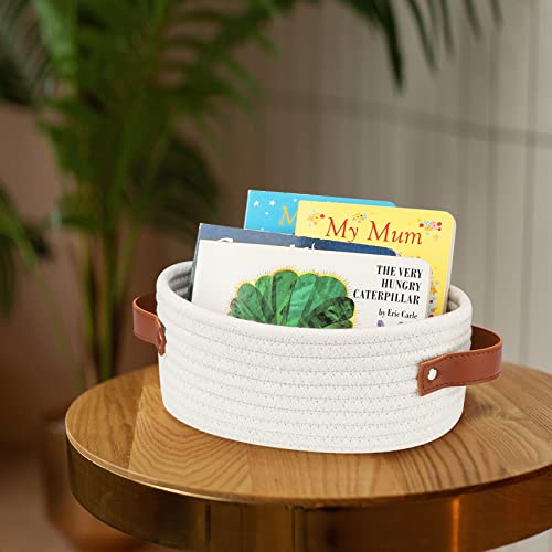 ABenkle Small Woven Basket, Mini Cotton Rope Storage Basket, Tiny White Easter Basket, Oval Decorative Toy Dog Cat Basket ...
