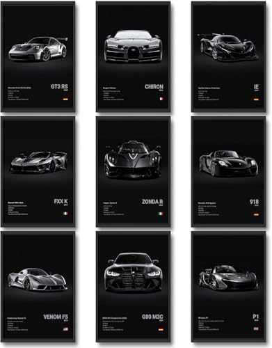 CSLGQGV Car Poster Vintage Racing Car Wall Art Supercar Canvas Prints Painting For Men Room Pictures Guys Dorm Room Aesthe...