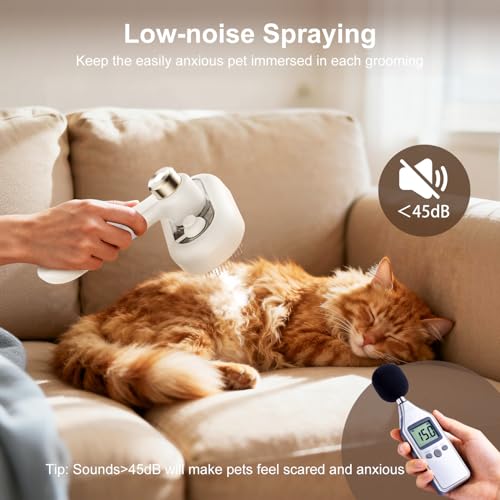 Pet Steam Brush for Dog & Cat, 3-in-1 Self Cleaning Cat Brush for Long & Short Haired Animals Low Noise, Anti-Static & Ant...