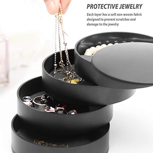 HengLiSam Jewelry Organizer, Small Jewelry Box Earring Holder for Women, Jewelry Storage Box 4-Layer Rotatable Jewelry Acc...