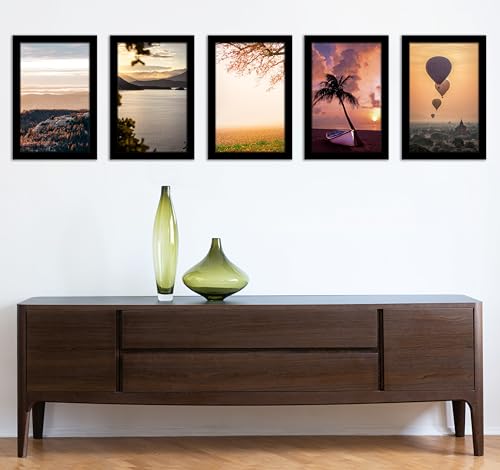 Fisnish 12x16 Picture Frame 5 Pack, Classic Black Poster Frame for Horizontal or Vertical Wall Mounting