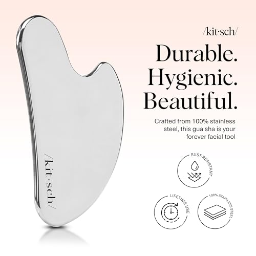 Kitsch Stainless Steel Gua Sha Facial Tools - Guasha Tool for Face, Face Sculpting Tool, Jawline Shaper, Double Chin Reduc...