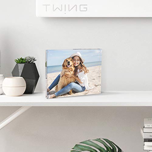 TWING Picture Frame, 8x10 Acrylic Photo Frames Horizontal Magnet Double Sided Photo Frame with Microfiber Cloth,12 + 12MM ...