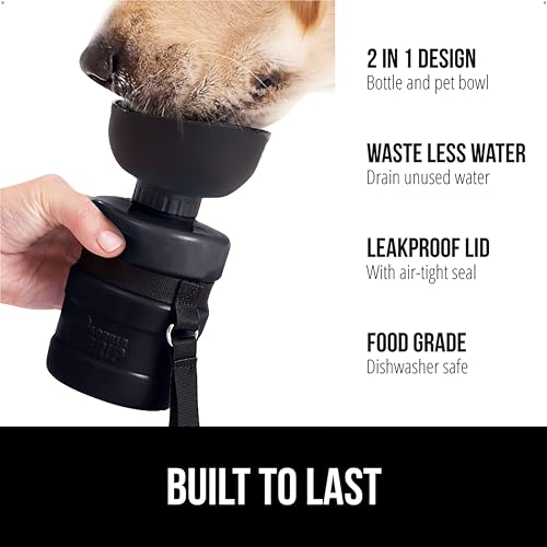 GORILLA GRIP Dog Water Bottle, Portable Water Bowl Dispenser for Dogs, 20 oz Leak Proof Pet Travel Squeeze Bottles Food Gr...
