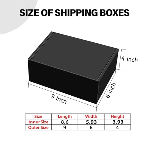 BoShahai 30 Pack 9x6x4 inches Black Shipping Boxes, Corrugated Mailer Boxes, Packaging Boxes for Products, Recyclable Card...