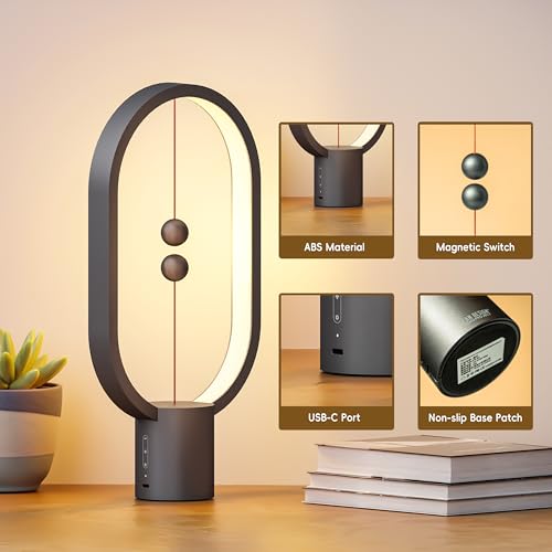 Xhope4u Table Lamp for Bedroom - Balance Lamp,Bedside Lamp with Touch Dimmer,Nightstand Lamp,3 Level Brightness Rechargere...