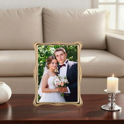 GorYeeFine 5 x7'' Premium Alloy Gold Photo Frame - Luxury Display Hi End Décor Picture Frames 7x5'' with Velvet Backing,Hi...