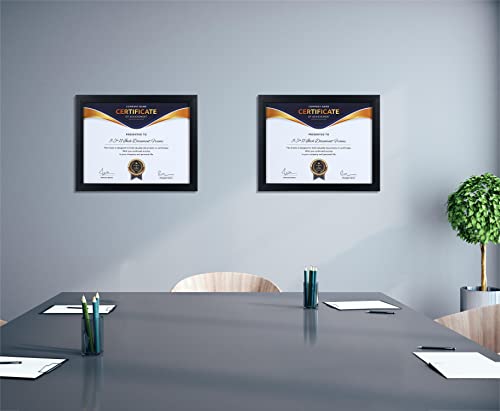 ELSKER&HOME 8.5x11 Picture Frame - Certificate Document Frame 6 Pack with Semi-Tempered Glass - Black Sturdy Wood Composit...