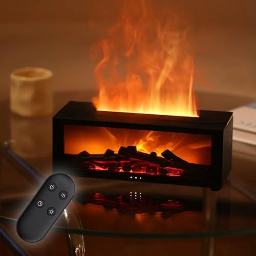 Fireplace Aroma Diffuser Humidifier, 7 Color Changing Essential Oil Diffuser with Realistic Flame Effect, Ultrasonic Quiet...