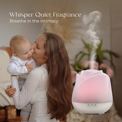 Earnest Living Rose Essential Oil Diffuser 150ml – Mini Ultrasonic Aromatherapy Humidifier for Bedroom & Desk, Quiet Mist,...