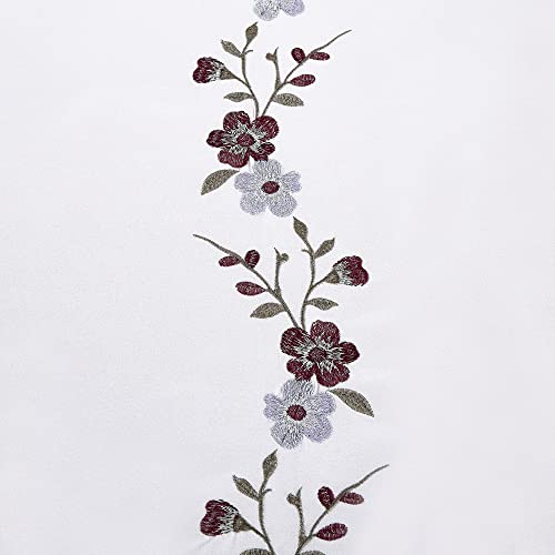 Chezmoi Collection Linnea 4-Piece Luxury Purple/Lavender/Gray Cherry Blossom Floral Embroidery Window Curtain Panel Set wi...