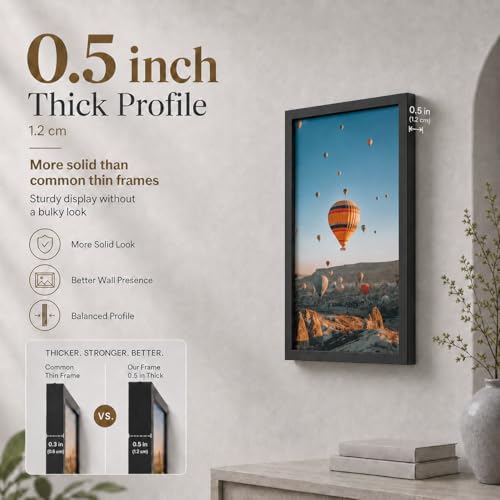 JCJMY 10x13 Picture Frame Black for Wall Hanging, Wall Mounting Horizontally or Vertically, 10 x 13 Wall Gallery Poster Ph...
