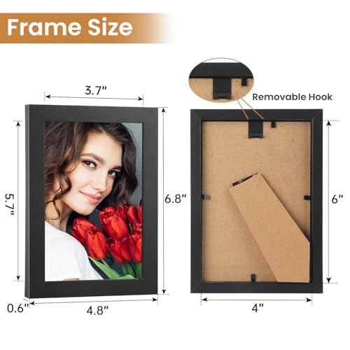 LBECUA 4x6 Picture Frame Set of 2, Wooden Picture Frames with HD Plexiglass Display Photo 4x6, Horizontal and Vertical for...