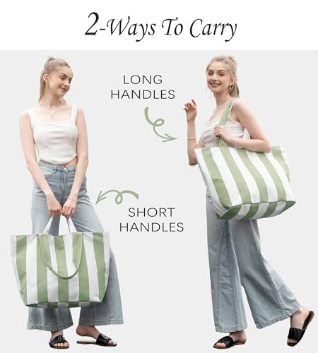 Bagelite 22'' 50L Large Beach Bag with Zipper, Extra Large Canvas Tote Bag for Women, Weekender Pool Bag