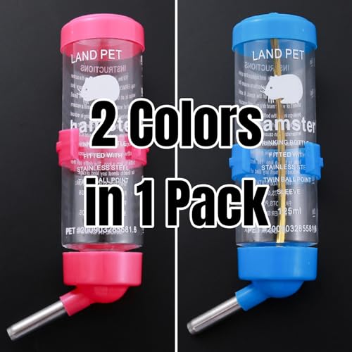 2 PCS Cage Water Bottle No Drip Small Animal Water Bottle Pet Water Bottle for Rabbit Guinea Pig Hedgehog Squirrel Hamster...